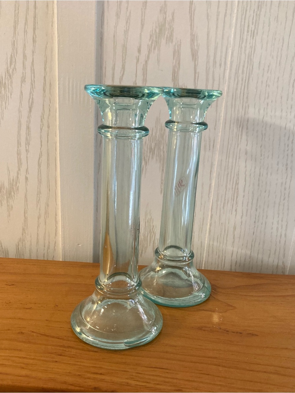 Vintage Glass Column Candle Holders Vetreria Etrusca ITALY original sticker